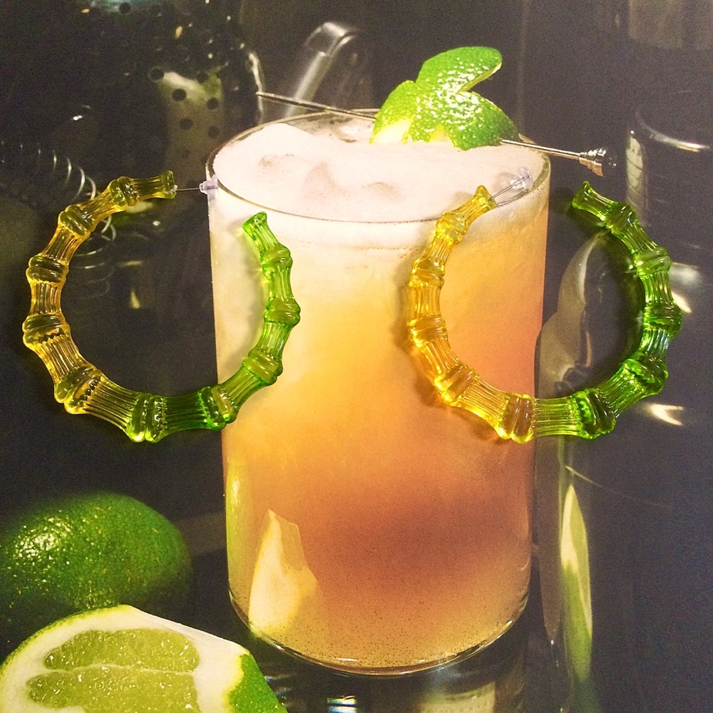 Lemon Lime, Bamboo Earrings